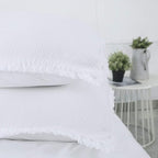 YINFUNG Quilted Pillow Sham White Standard Set of 2 Muslin Cotton Tassel Fringe Pillowcases Matelasse Boho Decorative Textured Gauze Moroccan Thin Soft 20×26 Bright White