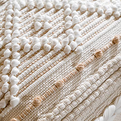 BlissBlush Cream White Boho Throw Pillow Cover 20X20, Boho Woven Textured Pillow Cover, Neutral Pillow Cover, Sofa Couch Bed Farmhouse Lumbar Pillow (Cover ONLY) - color: Cream, size: 20" x 20" (Pack of 1)