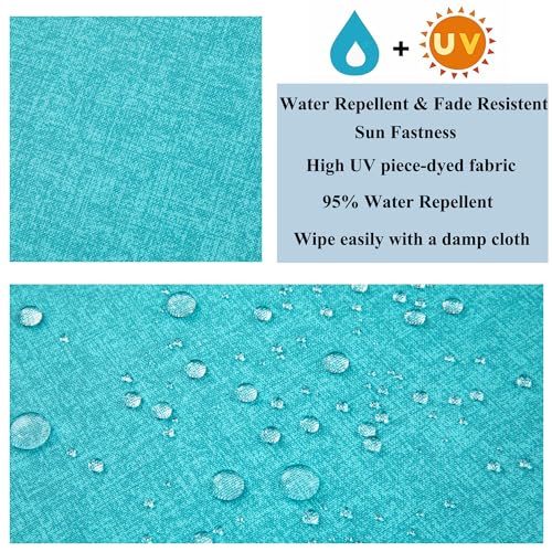 FUNHOME 15"x15"x4" Bistro Chair Cushion Set of 2, Water Repellent Round Outdoor Chair Cushions with Ties, Patio Tufted Chair Pads for Home Garden (Aqua Blue) - color: Aqua Blue