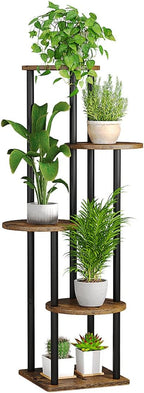 AZERPIAN Plant Stand Indoor 5 Tier Metal Plant Shelf for Multiple Plants Corner Tall Flower Holders for Living Room Balcony Bedroom Patio Garden (Black, 5 Tier)