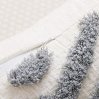 Boho Grey Throw Pillow Cover 18x18 Inch with Tassels, Gray Geometric Tufted Decorative Cream Chenille Fabric Accent Textured Cushion Case for Bed Couch, 1 PC Cover Only No Insert