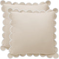 BEBE BASK Scalloped Pillow Cover - Set of 2 - 18 x 18 Inch - Scallop Pillow Cover Natural/White/Beige - 100% Cotton - Grandmillennial Style