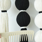IOWER Large Macrame Wall Hanging Macrame Wall Decor Black and White Sphericity Cotton Textile Wall Hanging Boho Wall Decor Art Fiber Yarn Art Handmade 39" Wx39 L