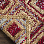 SAFAVIEH Cape Cod Collection Accent Rug - 4' x 6', Natural & Red, Handmade Flat Weave Diamond Braided Jute & Denim, Ideal for High Traffic Areas in Entryway, Living Room, Bedroom (CAP354B) - color: Natural/Red, size: 4' x 6' (Rectangular)