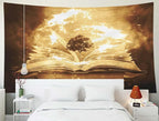 EMMTEEY Vintage Book Tapestry for Bedroom 60X50 Inch - Knowledge Tree Wall Decoration Dark Academia Witchy Backdrop for Study Room Office