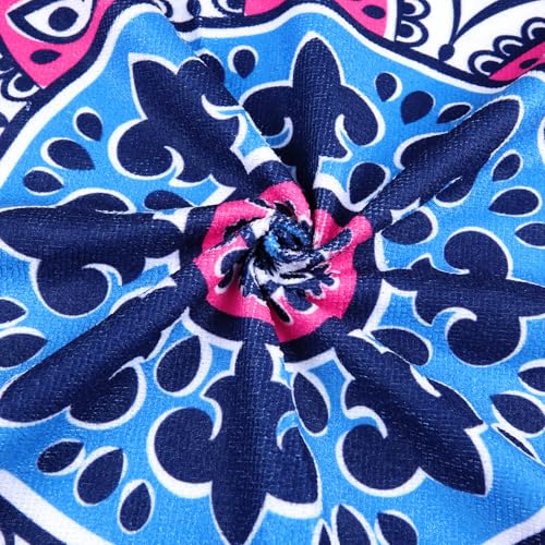 Benefeet Sox Large Mandala Beach Towel Round Microfiber Circle Beach Towels Bohemian Roundie Beach Blanket Quick Dry Beach Throw Blanket Sand Free Pool Towels, 59 Inches Blue Pink - color: Mandala, Blue Pink