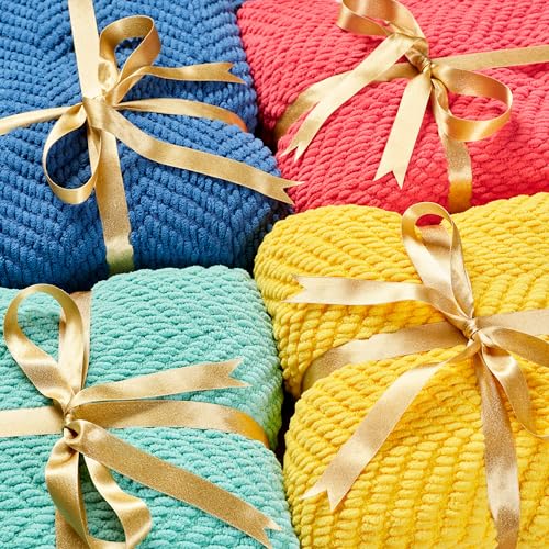 Chanasya Premium Textured Knit Throw Blanket with Tassels - Soft, Cozy Blanket for Couch, Bed, Living Room - 50" x 65” - Bright Yellow - color: Bright Yellow