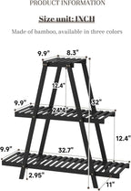 Plant Stand For Indoor Outdoor Tiered Plant Shelf 3 Tier 8 Potted Bamboo Flower Holder Ladder Rack For Multiple Triangle Table Plant Pot Stand (Black)