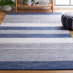 SAFAVIEH Striped Kilim Collection Accent Rug - 3' x 5', Grey & Blue, Flat Weave Cotton Design, Easy Care, Ideal for High Traffic Areas in Entryway, Living Room, Bedroom (STK804M) - color: Grey/Blue, size: 3' x 5' (Rectangular)