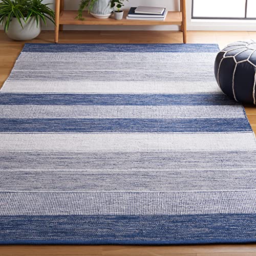 SAFAVIEH Striped Kilim Collection Area Rug - 5' x 8', Grey & Blue, Flat Weave Cotton Design, Easy Care, Ideal for High Traffic Areas in Living Room, Bedroom (STK804M) - color: Grey/Blue, size: 5' x 8' (Rectangular)