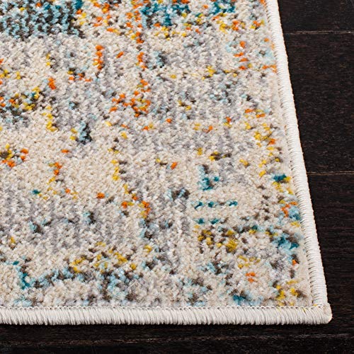SAFAVIEH Madison Collection Runner Rug - 2'2" x 6', Grey & Turquoise, Modern Abstract Design, Non-Shedding & Easy Care, Ideal for High Traffic Areas in Living Room, Bedroom (MAD460G) - color: Grey/Turquoise, size: 2'2" x 6' (Runner)