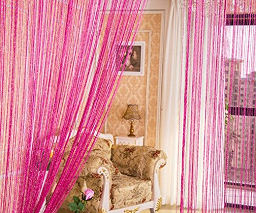 ave split Decorative Door String Curtain Wall Panel Fringe Window Room Divider Blind Divider Tassel Screen Home 100x200centimeter (Rose red18) - color: Rose Red18