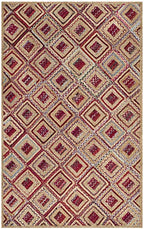 SAFAVIEH Cape Cod Collection Area Rug - 6' x 9', Natural & Red, Handmade Flat Weave Diamond Braided Jute & Denim, Ideal for High Traffic Areas in Living Room, Bedroom (CAP354B) - color: Natural/Red, size: 6' x 9' (Rectangular)