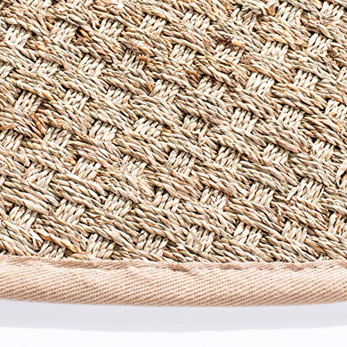 SAFAVIEH Area Rug 5' Round - Natural Fiber Collection - Natural & Beige, Seagrass, Basketweave Pattern with Border (NF114A) - color: Natural/Beige, size: 5' (Round)
