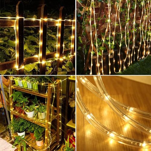 LairtPOW Solar Rope Light 2 Pack Waterproof IP65 39FT 100LEDs Outdoor LED ‎Solar Outdoor Lights for Party Garden Yard Home Wedding Christmas Halloween Holiday Tree Decoration Lighting - color: Warm White, size: 100 LED 2 PACK
