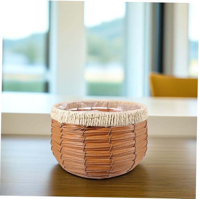 VICASKY Hand Woven Rattan Plant Pot Decorative Flower Basket for Use for Succulents Cacti and Flowers with Craftsmanship