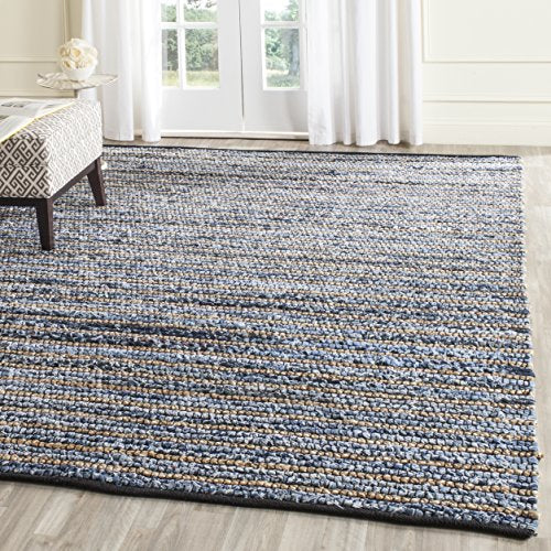 SAFAVIEH Cape Cod Collection Area Rug - 10' x 14', Blue & Natural, Handmade Flat Weave Braided Jute & Cotton, Ideal for High Traffic Areas in Living Room, Bedroom (CAP363A) - size: 10' x 14' (Rectangular)