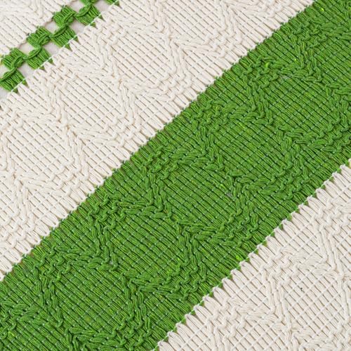 Fancy Homi Set of 2 Boho Lime Green Decorative Throw Pillow Cover 16x16 Inch for Couch Bed Sofa, Aesthetic Modern Organic Farmhouse Home Decor, Soft Cotton Cute Accent Macrame Woven Cushion Case - color: Lime Green, size: 16" x 16" (Pack of 2)