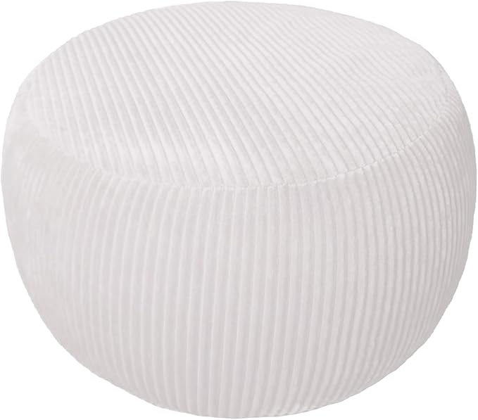 Unstuffed Ottoman Pouf Cover, Foot Rest Cover, Bean Bag Chair Cover (Beige)