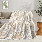 Floral Throw Blanket, Botanical Floral Blanket, Soft, Flannel, Warm, Boho Floral Bed Blanket All Season Flower Throw Blanket for Couch Bedroom Living Room, Brown 60X70 Inch