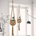 2-Pack Macrame Plant Hangers, Jute Hanging Planters for Indoor Plants for up to 8 Inch Pot Hanging Baskets Boho Plant Holder Basket for Outdoor Home, Handwoven, 35 Inchs