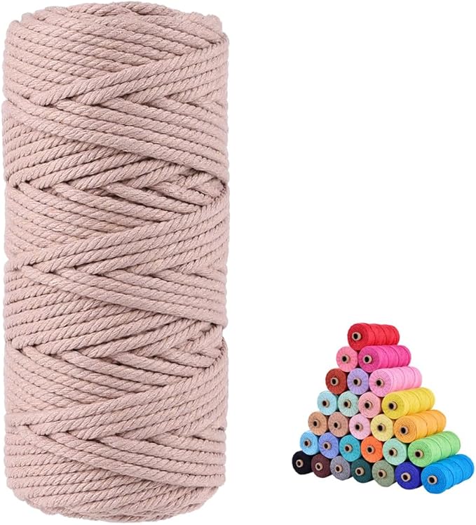 Macrame Cord,3mm x109 Yard Twine String Cord Colored Cotton Rope Craft Cord for DIY Crafts Knitting Plant Hangers Christmas Wedding Decor（Pink Gray）…