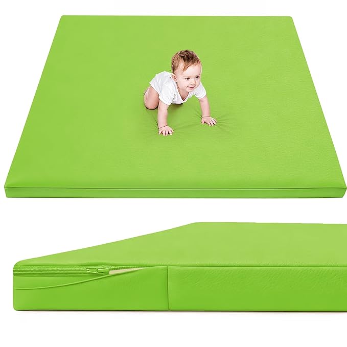 Waterproof Baby Play Mat for Floor Memory Foam 50 * 50 Cushion Playpen Playmat Tummy Time Crawling Mat Nursery Rug Thick Pad Create Soft & Safe Area for Infants,Toddler,Kids,Green
