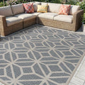 Rugshop Blue Contemporary Geometric Indoor/Outdoor Area Rug — Hose Washable for Living Room, Dining Room and Bedroom, 5' x 7' - size: 5' x 7' (Rectangular)
