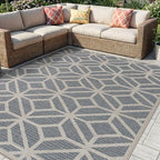 Rugshop Blue Contemporary Geometric Indoor/Outdoor Area Rug — Hose Washable for Living Room, Dining Room and Office, 6'6" x 9' - size: 6'6" x 9' (Rectangular)