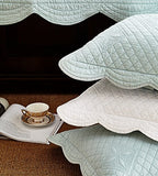 Calla Angel Sage Garden Luxury Pure Cotton Quilted Pillow Sham, King Pillow, 20x36, Light Aqua - color: Light Aqua, size: King