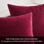 MIULEE Pack of 2 Velvet Soft Solid Decorative Square Throw Pillow Covers Cushion Case for Sofa Bedroom Couch,20x20 Inch Wine Red