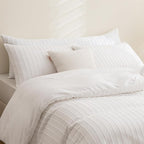 JELLYMONI Pillowcases Body Size White 1 Pack Boho Striped Bed Pillow Covers 20x54in Polyester Envelope Pillow Shams Tufted Bohemian Textured (Pillows are not Included)