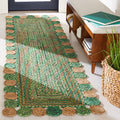 SAFAVIEH Cape Cod Collection 2' 3" x 8' Green / Natural CAP201Y Handmade Boho Braided Jute & Cotton Entryway Foyer Living Room Bedroom Kitchen Runner Rug - color: Green/Natural, size: 2'3" x 8' (Runner)