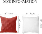 Softalker Throw Pillow Covers 18x18 Inch, Set of 2, Soft Corduroy Boho Stripe Decorative Pillow Cover, Couch Fluffy Pillow Cover for Farmhouse Home Decor Bed Living Room, Red