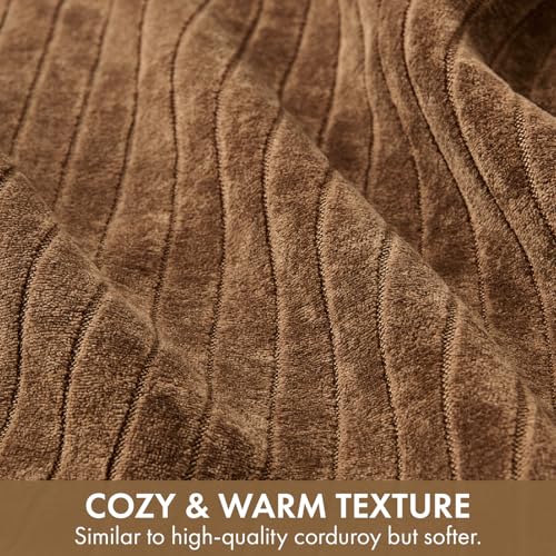 MIULEE Set of 2 Brown Decorative Throw Pillow Covers 18x18 Inch, Thick Soft Textured Striped Cushion Covers, Modern Solid Color Farmhouse Boho Pillow Case for Sofa Couch Bed Living Room - color: Brown, size: 18" x 18" (Pack of 2)