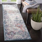 SAFAVIEH Madison Collection Runner Rug - 2'3" x 6', Navy & Teal, Boho Chic Distressed Design, Non-Shedding & Easy Care, Ideal for High Traffic Areas in Living Room, Bedroom (MAD611N) - color: Navy/Teal, size: 2'3" x 6' (Runner)