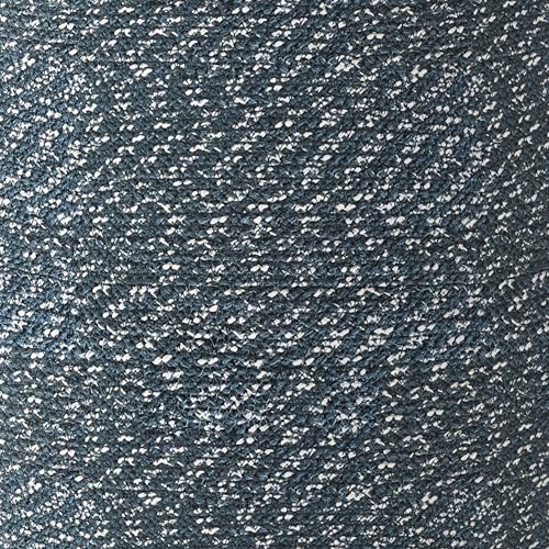 SIMPLIHOME Bayley Round Pouf - 20 inch Wide Handcrafted Braided Cotton Pouf in Aegean Blue and Natural, Transitional Footstool for Living Room or Bedroom with Polystyrene Filling, Assembled - color: Aegean Blue and Natural