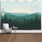EMMTEEY Nature Tapestry Green Mountains Forest 60X40 Inch Small Tapestry Wall Art Hanging Tapetries for Bedroom Living Room Dorm Décor