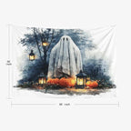 EMMTEEY Horror Tapestry Happy Halloween Ghost Pumpkins Ceiling Tapestry 60X50 Horizontal Wall Art for Bedroom Living Room Fall Backdrop