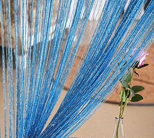 ave split Decorative Door String Curtain Wall Panel Fringe Window Room Blind Divider Tassel Screen Home 100cm200cm (Sky blue18) - color: Sky Blue18