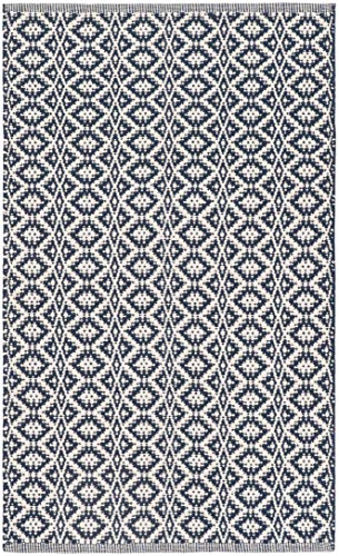 SAFAVIEH Montauk Collection Accent Rug - 2'3" x 3'9", Ivory & Navy, Handmade Cotton, Ideal for High Traffic Areas in Entryway, Living Room, Bedroom (MTK716H) - color: Ivory/Navy, size: 2'3" x 3'9" (Rectangular)