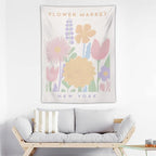 Chordity Danish Pastel Botanical Flower Market Aesthetic Tapestries Wall Hanging Tapestry Decorative Flag For Home Decor Living Room College Dorm Bedroom Banner Poster 30*40 Inch