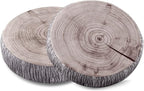 HYSEAS Decorative Round Throw Pillow, 3D Digital Print Comfortable Kids Funny Cute Wood Log Forest Décor Seat Cushion for Home, Couch, Sofa, Bedroom, Living Room, Light Green Stump, 2 Pack