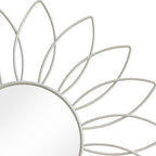 3 Pack Metal Mirrors for Wall Sunburst Wall Mirrors Home Décor Decorative Hanging Wall Art for Living Room Bedroom Entryway (White, Flowers)
