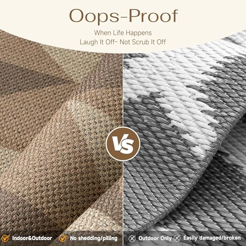 2.6x8 Easy Jute Runner Rug Washable Brown Checkered Hallway Outdoor Rug for Patio Lightweight Non Slip No Sheding Carpet Entryway Bathroom Backyard Porch Kitchen - color: Checkered | Brown, size: 2.6'x8'
