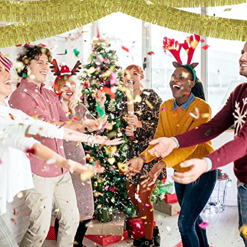 6 Pack 10 Feet Foil Fringe Garland Metallic Tinsel Streamers Banner Wall Hanging Curtain Backdrop Banner for Parade Floats, Thanksgiving, Christmas, Birthday, Halloween Party Decorations(Light Gold) - color: 6 Pack Light Gold