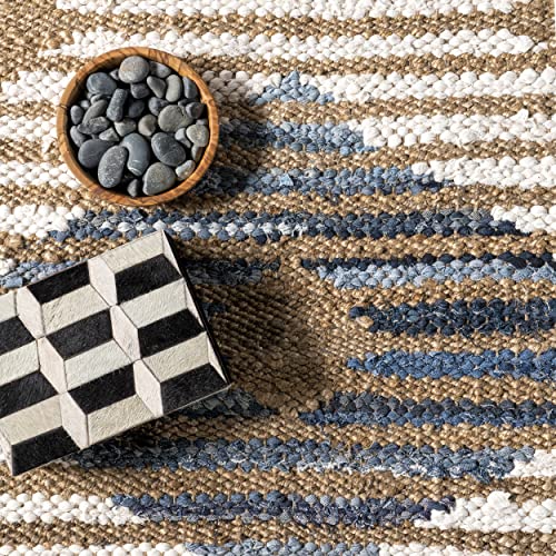 nuLOOM Hand Braided Marla Denim And Jute Diamonds Area Rug, 5x8, Off-white - color: Marla Off-white, size: 5' x 8' (Rectangular)