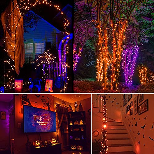 Halloween Orange String Lights Decorations，2 Pack 17.8 Feet 50 LED Battery Operated Mini String Lights with 8 Modes Waterproof for Outdoor Indoor Patio Xmas Tree Holiday Party Christmas Show - color: Orange, size: 50 LEDs x 2 Pack