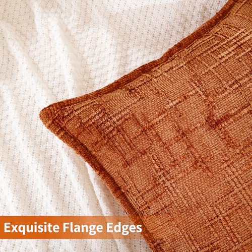 HPUK Chenille Throw Pillow Covers 18x18 Set of 2, Soft Textured Decorative Pillow Covers for Couch Sofa Living Room Bedroom, Orange - color: Chenille-orange, size: 18" x 18" (Pack of 2)