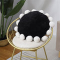 Boho Round Floor Pillow with Tassels – Decorative Circle Cushion for Kids, Plush Throw Pillow for Chair Sofa Bed, Accent Pillow for Living Room, Reading Nook, Indoor & Outdoor Use (Black)